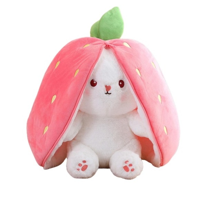 Jucarie de plus Iepurasul Capsunica, Moale si Catifelat Impact Vision®, dimensiune 45 cm, roz