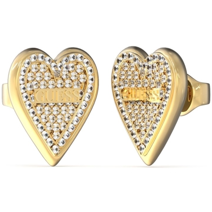 Cercei Guess Love Me Tender stud inima si cristale JUBE03251JWYGT-U, Auriu