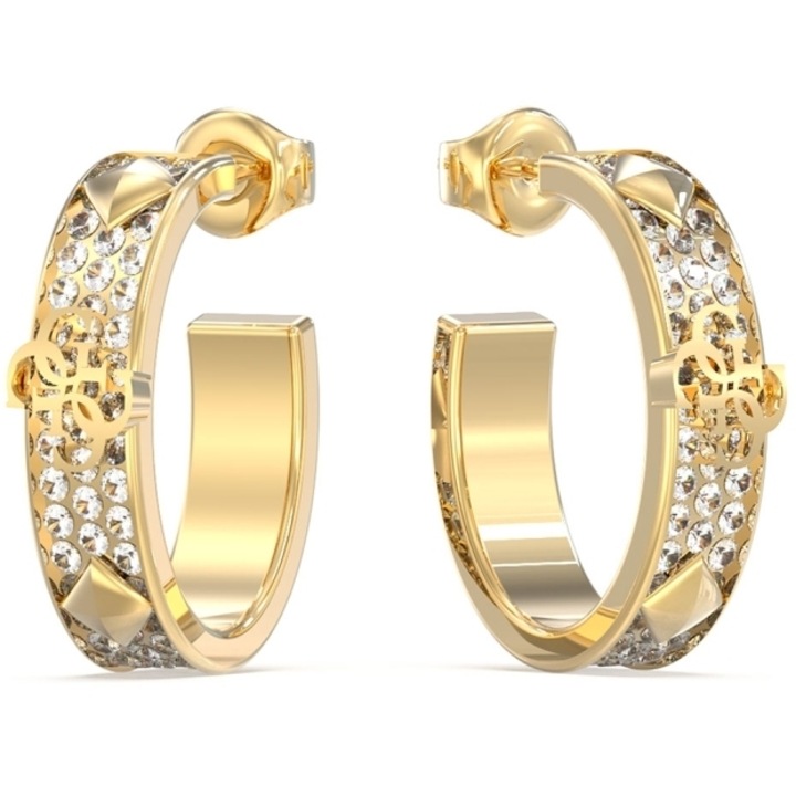 Cercei Guess 4G Forever rotunzi si cristale JUBE03284JWYGT-U, Auriu