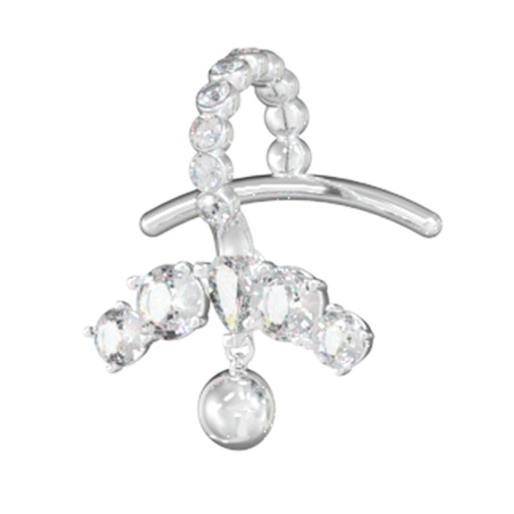 Cercel Guess Crazy Earring cuff si cristale JUBE03295JWRHT-U, Argintiu