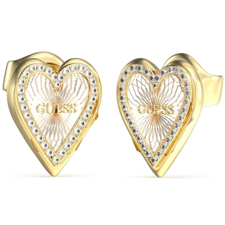 Cercei Guess Love Me Tender stud inima si cristale JUBE03237JWYGRHT-U, Auriu