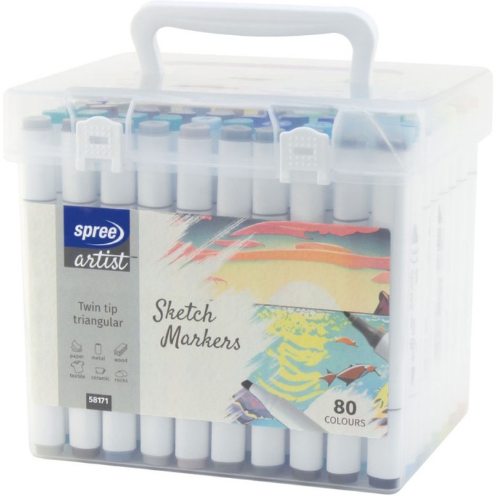 Sketch marker, 80 szín, 2 fej, 3mm + 6mm