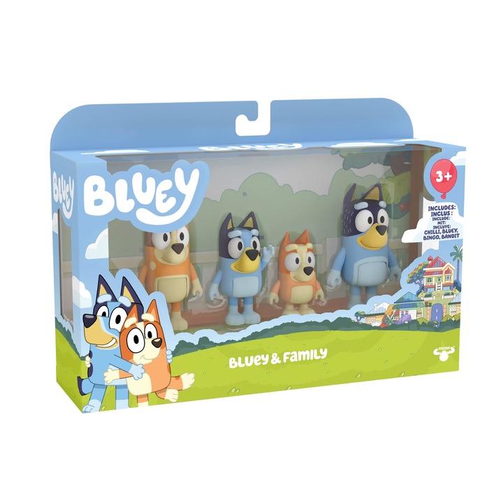 Heeler Family figurakészlet a Bluey sorozatból, jalleria, sokszínű, 6-8cm