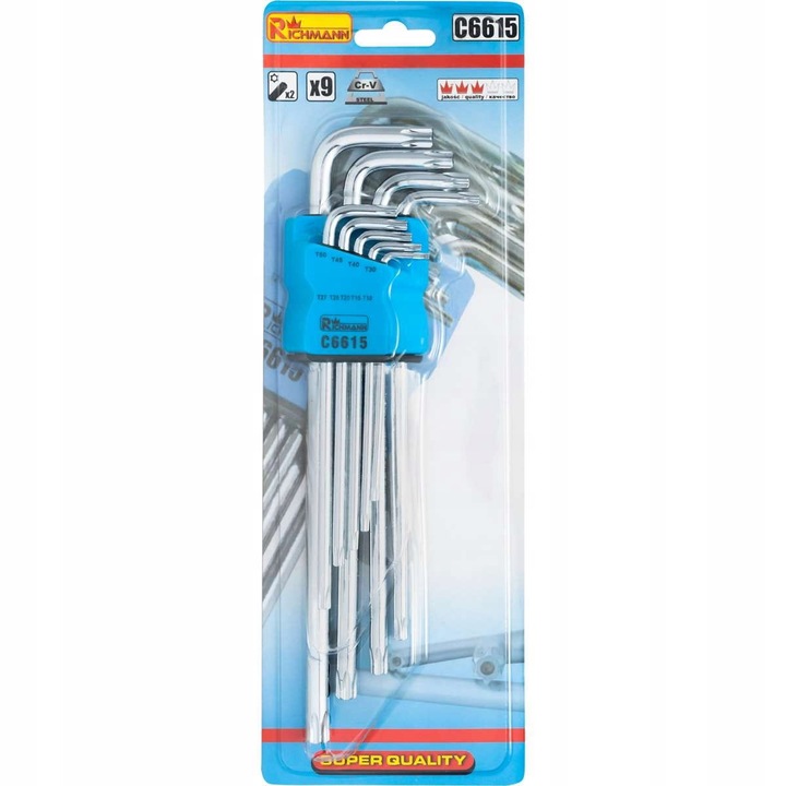 Ключове Torx T10-T50 MM Дължина 9 бр с отвор