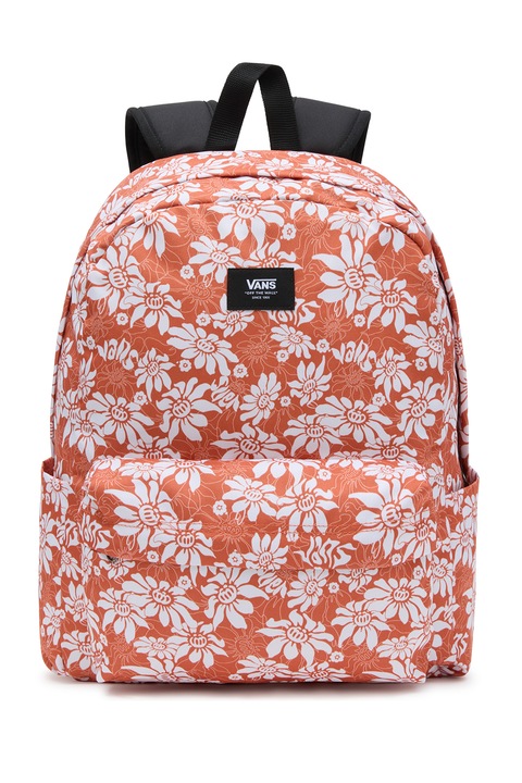 Vans, Rucsac cu model floral Old Skool - 22L, Alb, Caramiziu