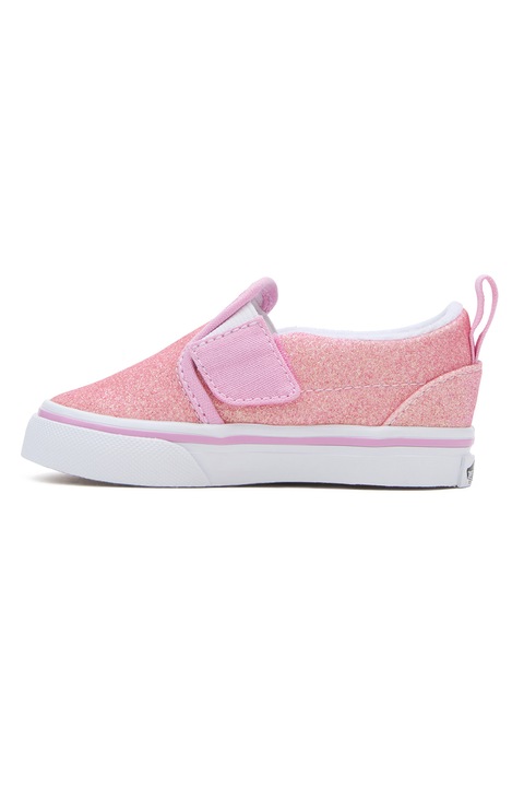 Vans, Tenisi slip-on cu aspect stralucitor, Auriu/Roz