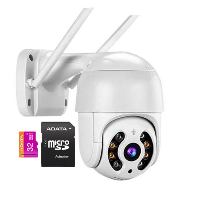 Intelligens Wifi PTZ megfigyelő kamera 4K 8MP, intelligens emberek észlelése, színes éjszakai látás, automatikus mozgáskövetés, kétirányú hang, felhőtárhely, SD kártyahely + 32 GB kártya