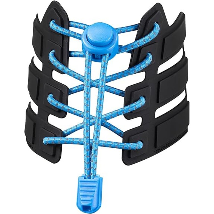 Sireturi elastice, Plastic, Marime Unica, Albastru/Negru