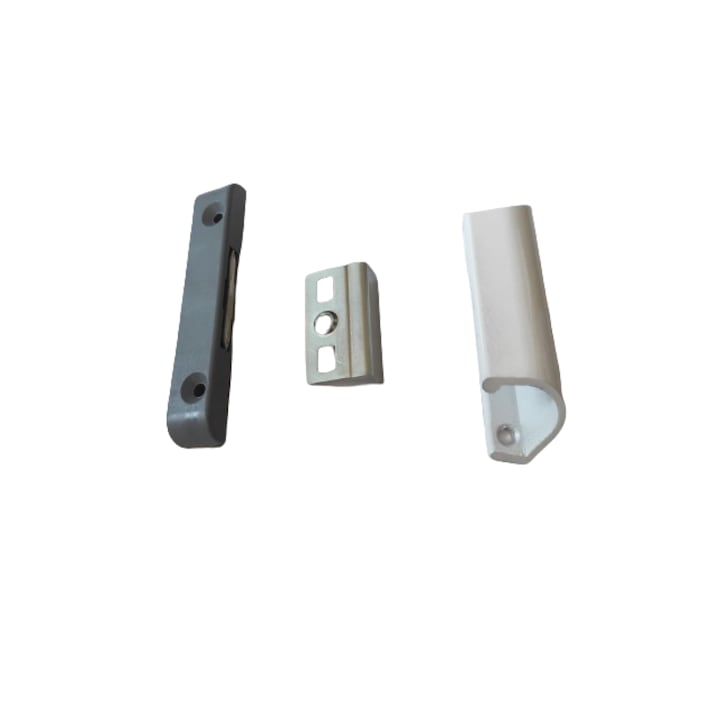 Kit sistem inchidere magnetic usa balcon cu maner tip scoica, alb, profil 13 mm, Vorne