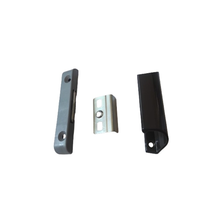 Kit sistem inchidere magnetic usa balcon cu maner tip scoica, maro inchis, profil 13 mm, Vorne