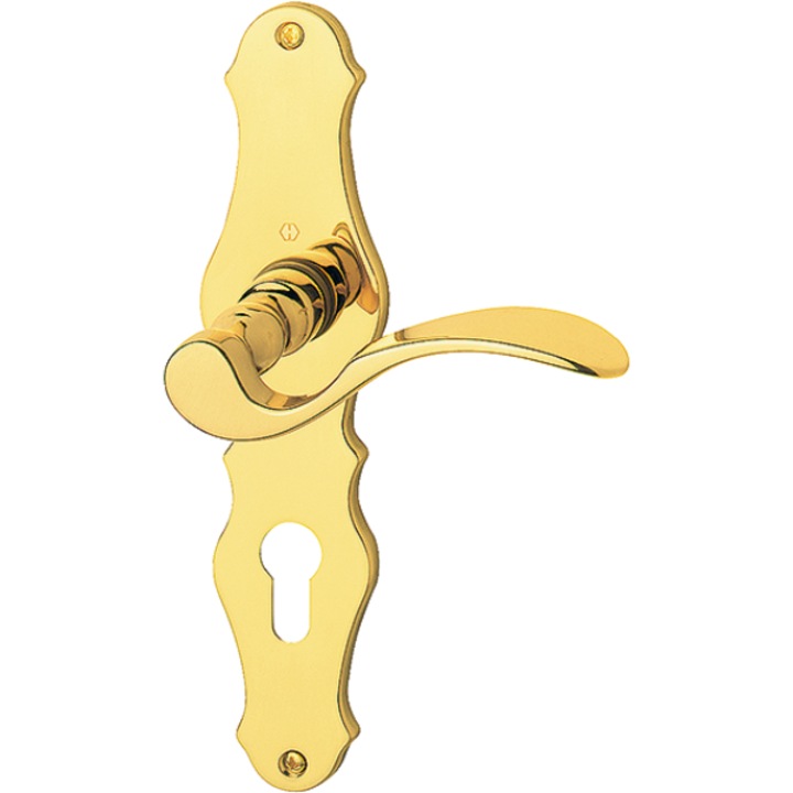 Maner usa interior, HOPPE Munchen, cu slid pentru cheie, Alama, Auriu