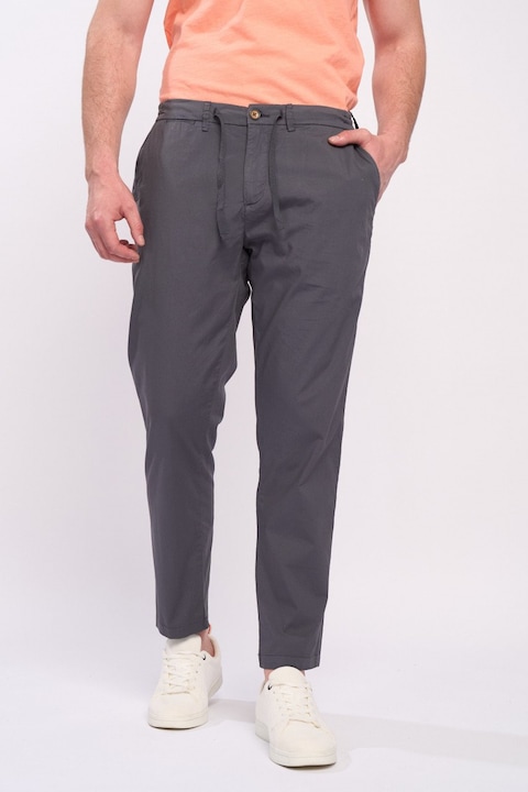 Тънък мъжки панталон с шнур за регулиране, Timeout, Сив, L32, Сив
