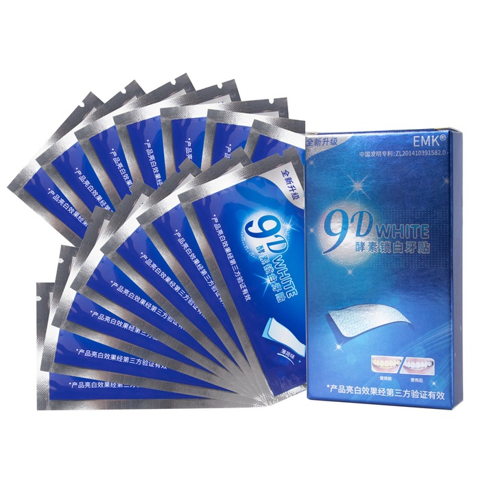 14 pár 9D fehérítő csík készlet, LXNZUHN, 117×67×17mm, kék