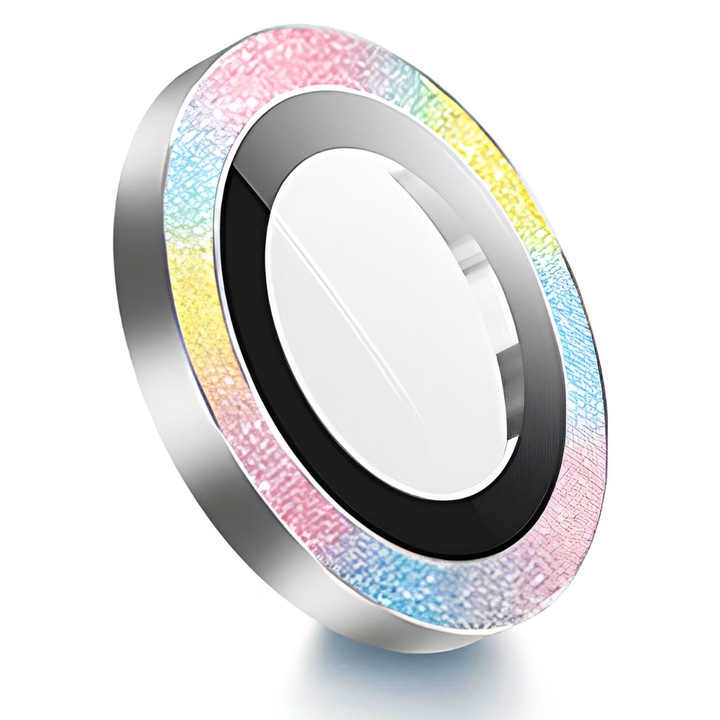 Протектор за камера за iPhone 13 / 13 Mini, Блестящ, закалено стъкло, алуминий, 2 части, ултратънко, твърдост 9H, против надраскване, против пръстови отпечатъци, против удар, многоцветно