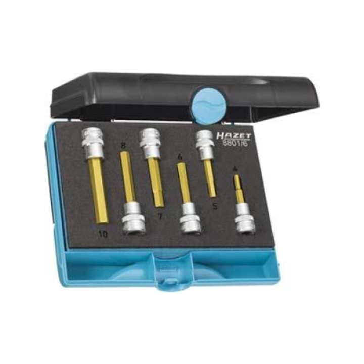 Trusa chei tubulare, Hazet, Otel/Crom-vanadiu, 3/8", 4-10 mm, Auriu/Argintiu