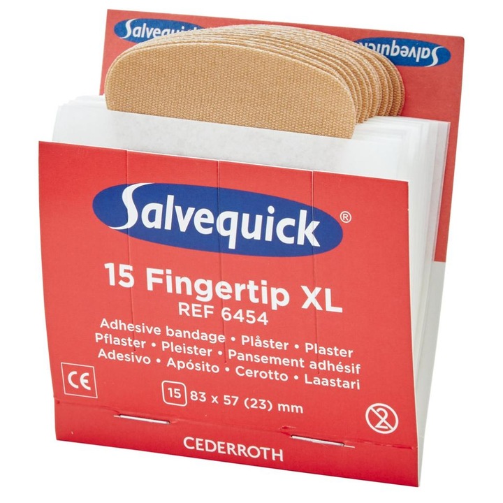 Set 15 plasturi degete, Salvequick, 120 x 20 mm, bej