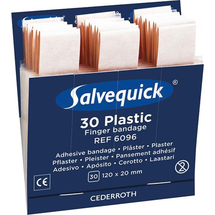 Plasturi Cederroth Salvequick Refill, 120x20mm, waterproof, pentru degete