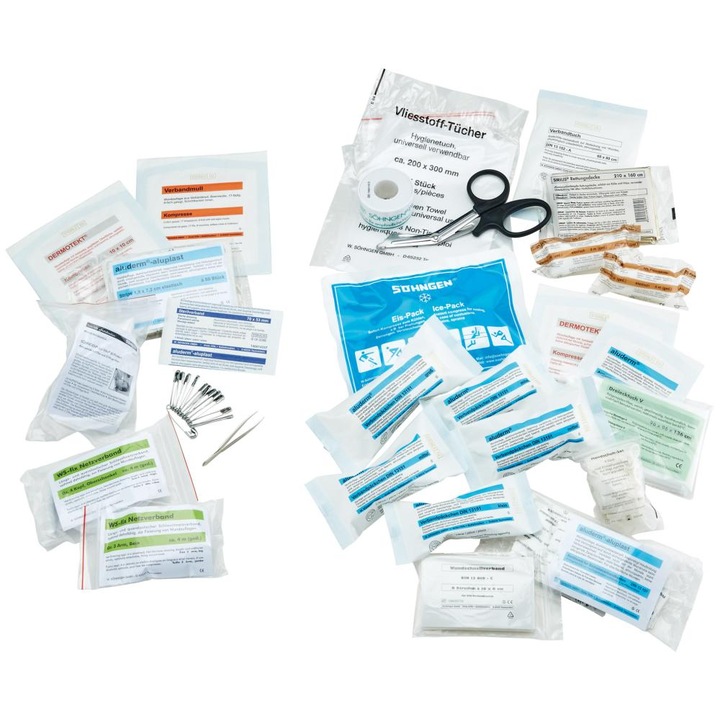 Trusa de prim ajutor Sohngen, compartimentata, transparenta, 31x21x13cm, conforma DIN 13157