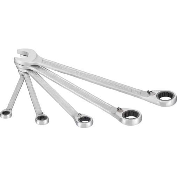 Set chei fixe cu clichet HAZET, 5 piese, 8-19mm, cromat mat, otel chrom-vanadiu