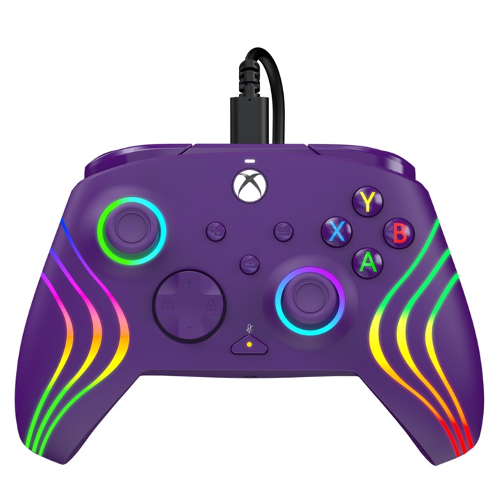 PDP Afterglow Wave, Vezetékes kontroller, Xbox Series X, S, Xbox One, PC, RGB LED Lighting, Lila
