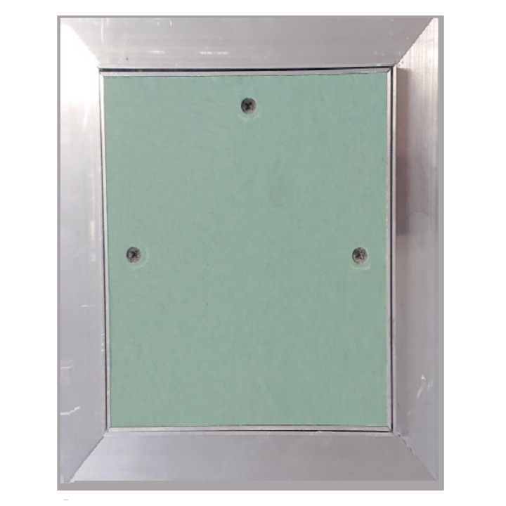 Usa inspectie, PLASTLINE, Aluminiu / Gips-Carton, Rezistent la umiditate, 150 x 200 mm, Argintiu