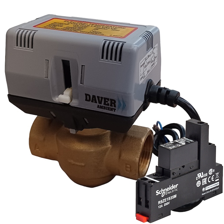 Vana cu 2 cai de 1", cu servomotor ON/OFF si releu, 220V/50Hz, Daver