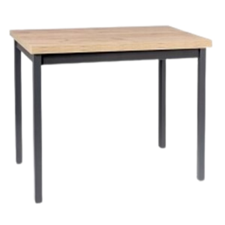 Masa dreptunghiulara living/bucatarie Edwin, stejar artisan, Decortek, negru, 120 x 68 x 32