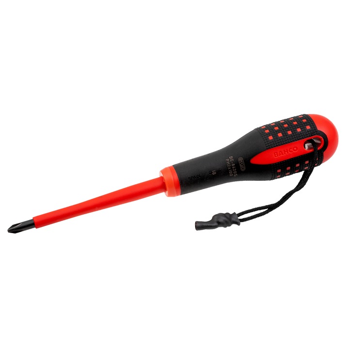 Szigetelt Phillips PH3 csavarhúzó, Bahco, 150mm, piros/fekete