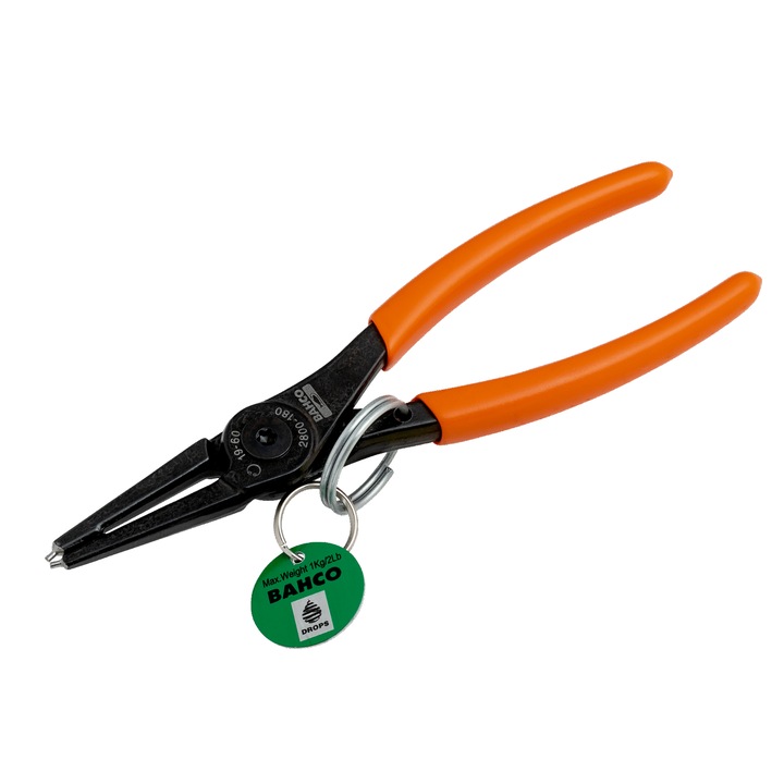 Zárógyűrű fogó, Bahco, 180 mm, fekete/narancs