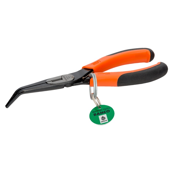 Fogó félkör alakú végekkel, Bahco, 200 mm, fekete/narancs