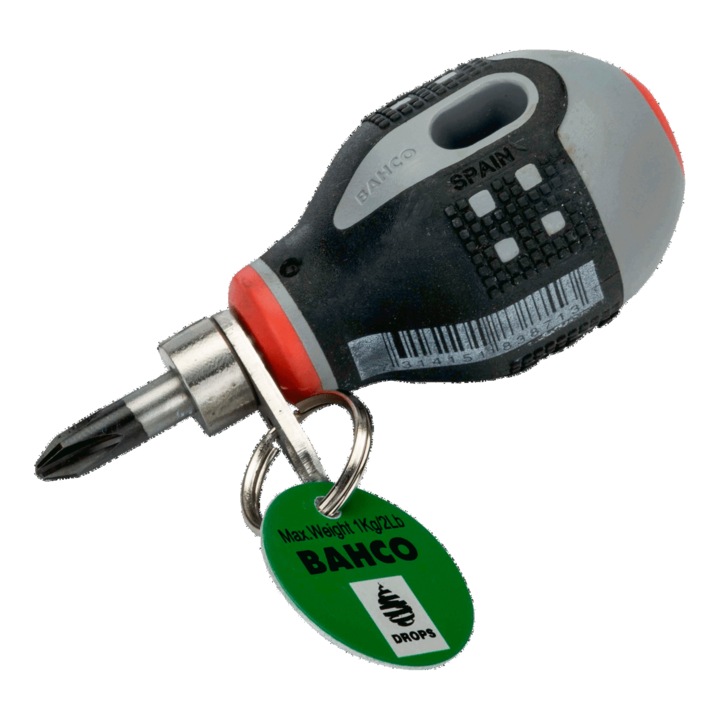 Къса отвертка ERGO™, Bahco, Phillips PH2, 88 mm, черен/сив