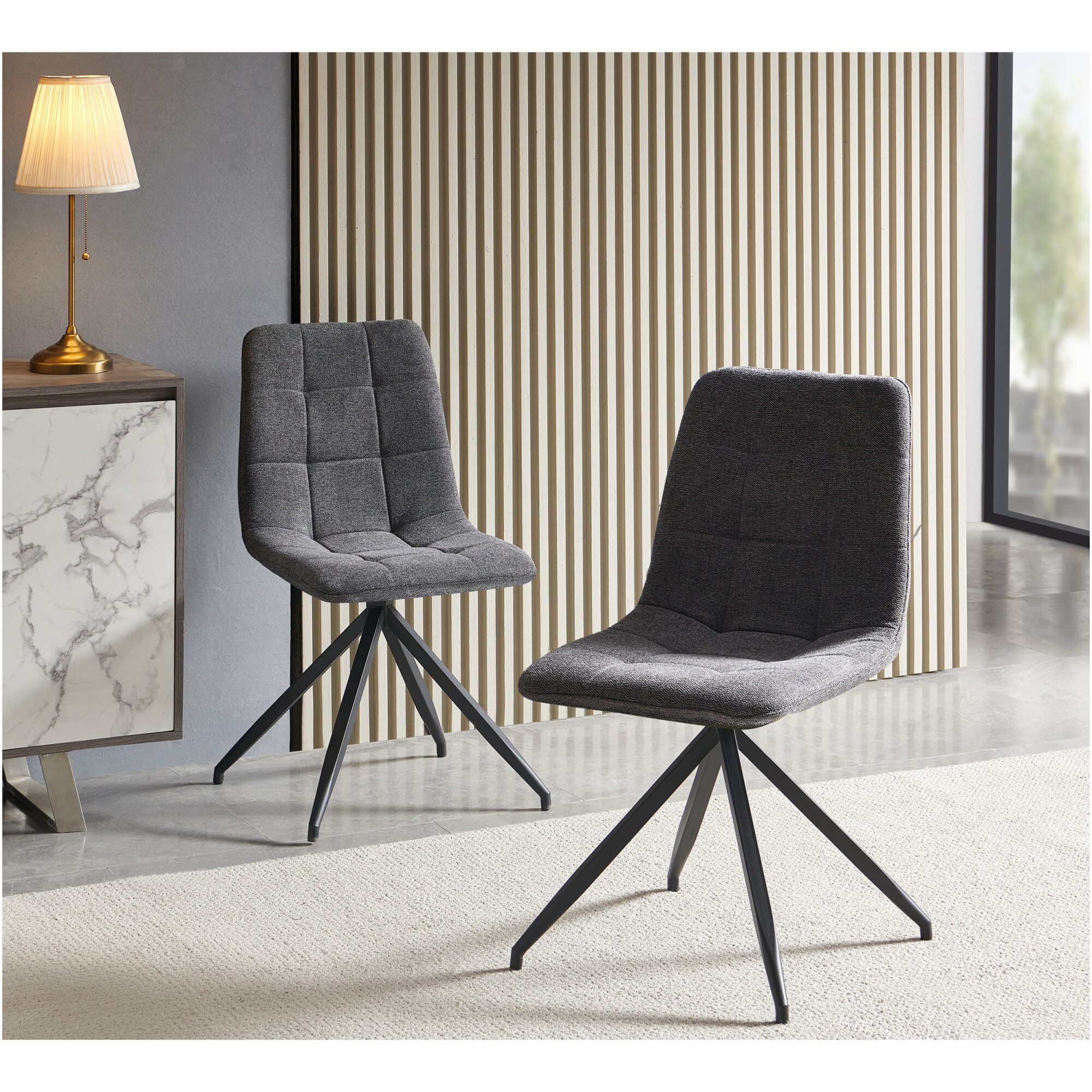 Set 2 scaune dining Kring Liv, metal / material textil, Gri