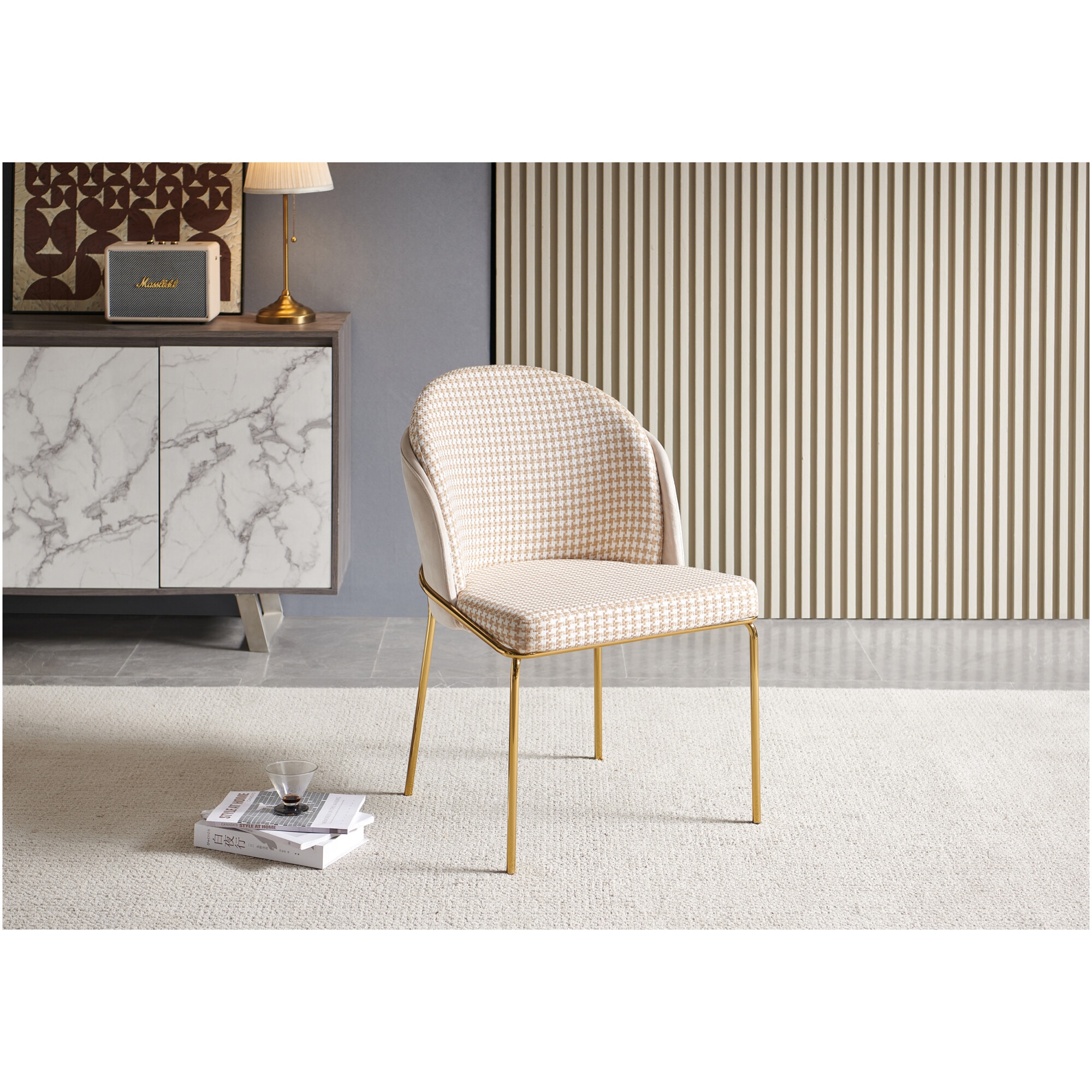 Scaun Kring Wilda, metal/material textil, Bej