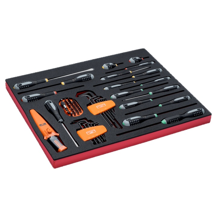 Csavarhúzó és bit készlet 66 db, Bahco, 543x445x48mm, 2,49kg