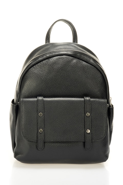 Massimo Castelli, Rucsac de piele cu buzunare exterioare, Negru