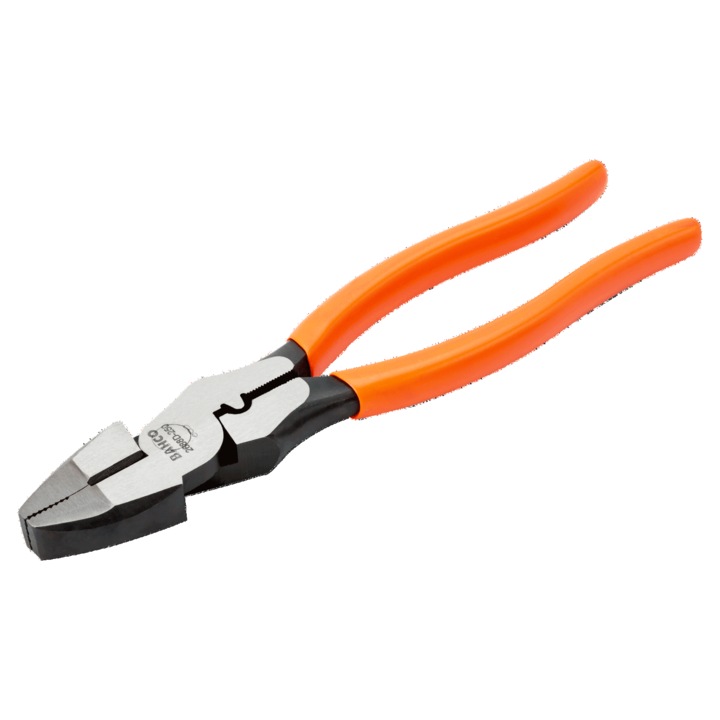 Villanyszerelő fogó, Bahco, Acél, PVC nyél, 250 mm, Narancs/fekete