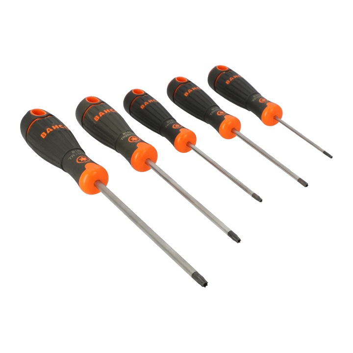 5 db csavarhúzó készlet Bahco, BahcoFit, Torx csavarokhoz, fekete/narancs