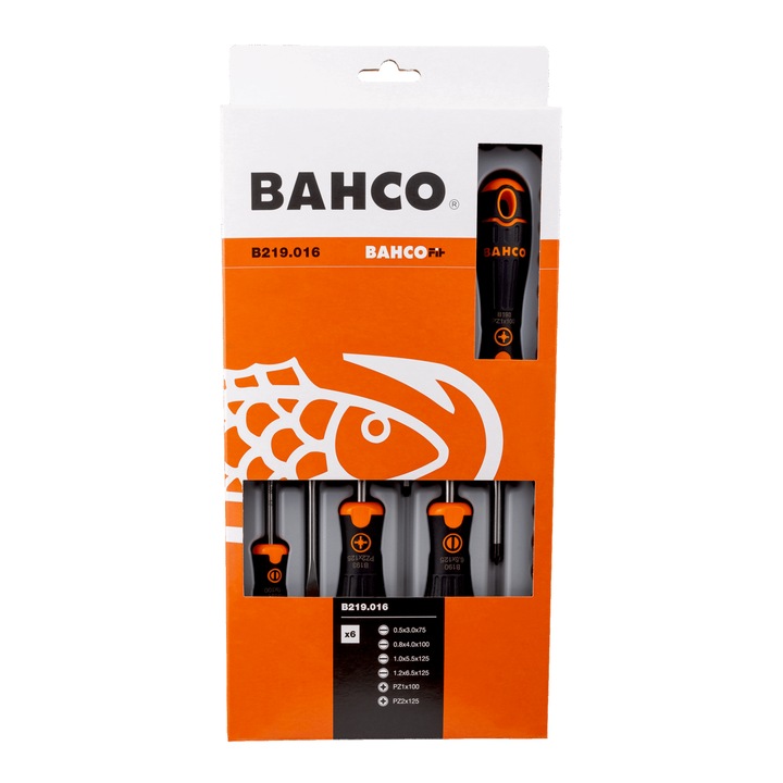 Комплект от 6 отвертки BahcoFit. За прави и Pozidriv винтове BAHCO