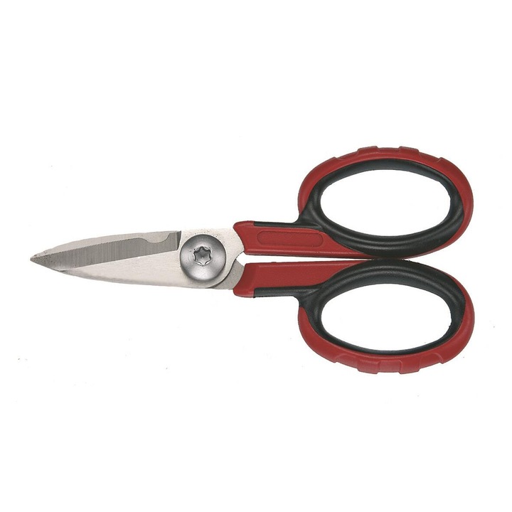 Foarfeca decablatoare, Teng Tools, Inox, Maner nylon, 138mm, Negru/Rosu