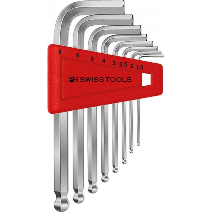 Set chei hexagonale cu capat sferic, PB Swiss Tools, 8 piese, 1.5-8mm