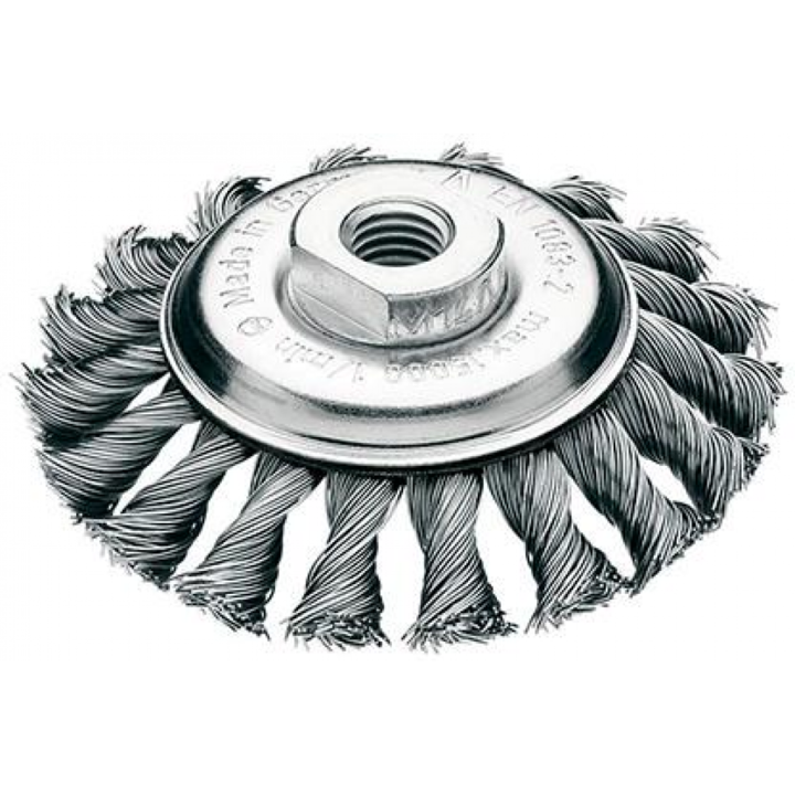 Perie conica, otel 100x12mm, sarma impletita. 0,5 mm