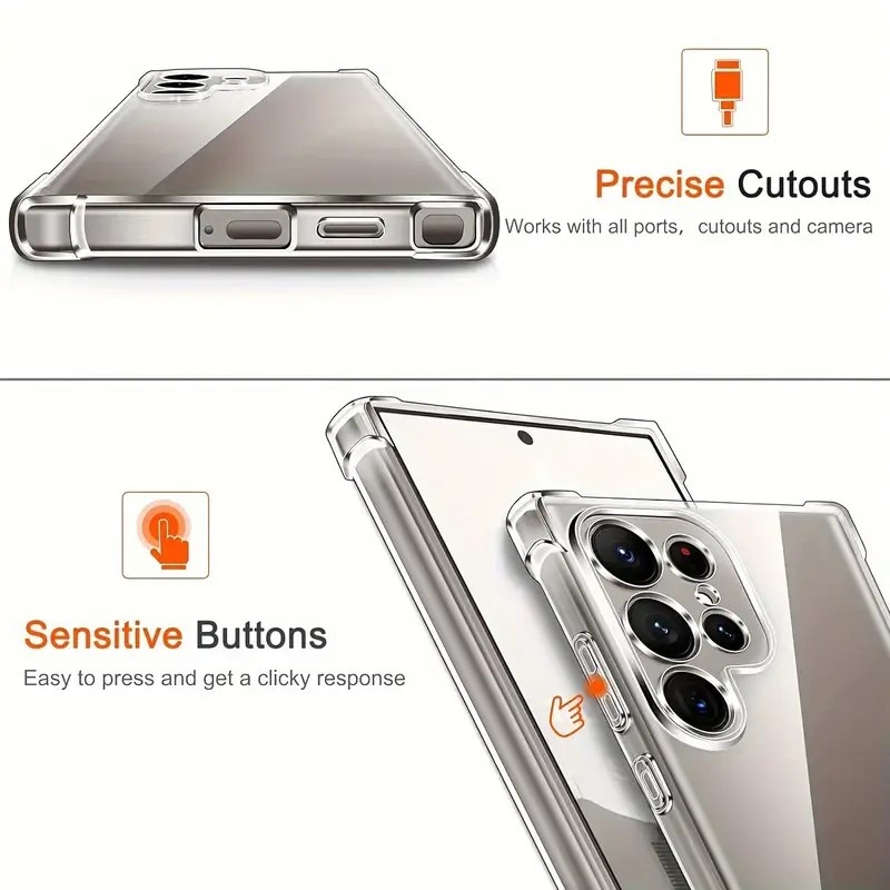 Husa protectie Mat-Tech compatibila cu Samsung Galaxy S22 Ultra 5G, Protectie Camera, Colturi anti-soc, Decupaje Precise, Rezistenta la impact, Margini ridicate pentru protectia ecranului, Transparenta