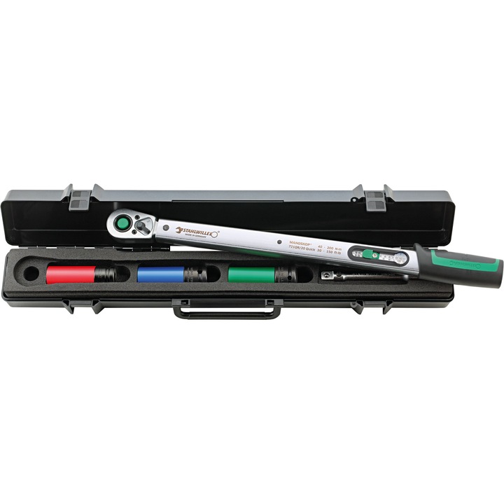 Set cheie dinamometrica si 4 tubulare pentru roti, Stahlwille, 721QR/20 Quick, 40-200Nm, Multicolor