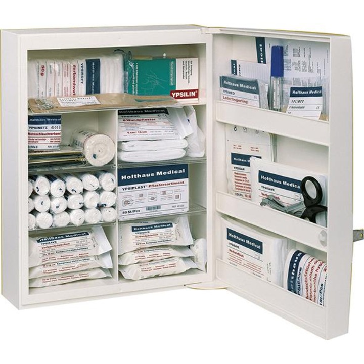 Trusa de prim ajutor Famulus, Holthaus Medical, plastic, alba, 34x15x45cm