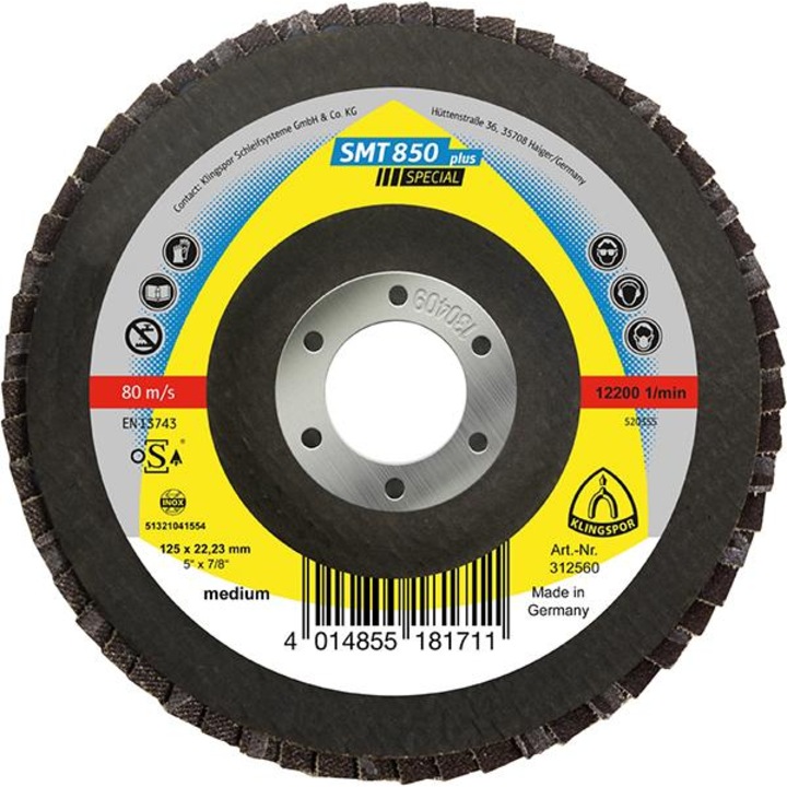 Lamellás csiszolótárcsa, Klingspor SMT 850 Plus, szemcse méret 80, 125 mm