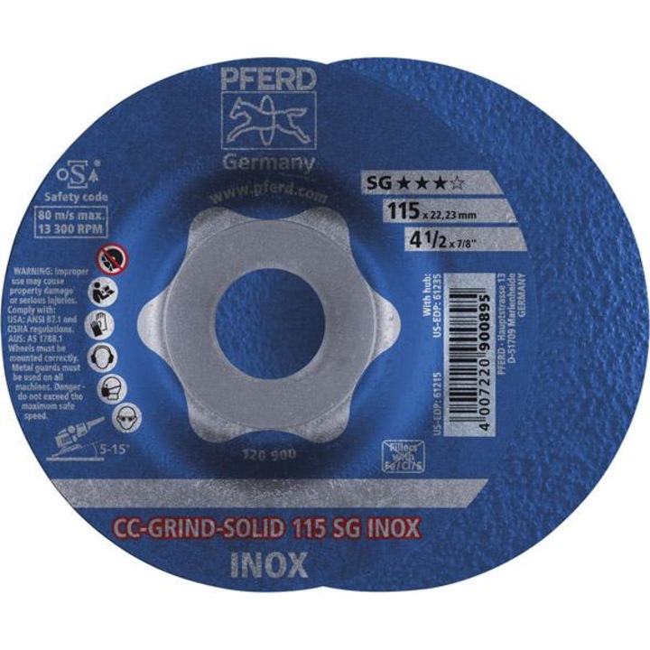 Disc abraziv CC-GRIND Solid SG INOX 115mm PFERD