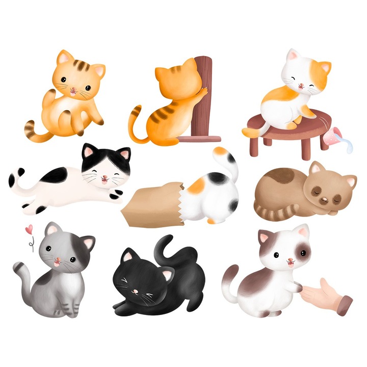 Sticker decorativ, Pisicute jucause, 12542ST