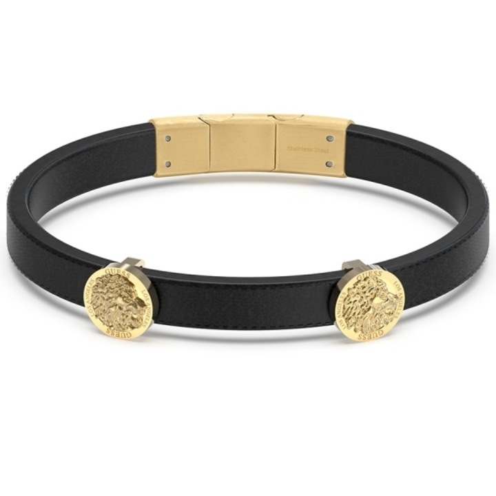 Bratara Guess Lion King piele JUMB03013JWYGT-U, Auriu, Negru