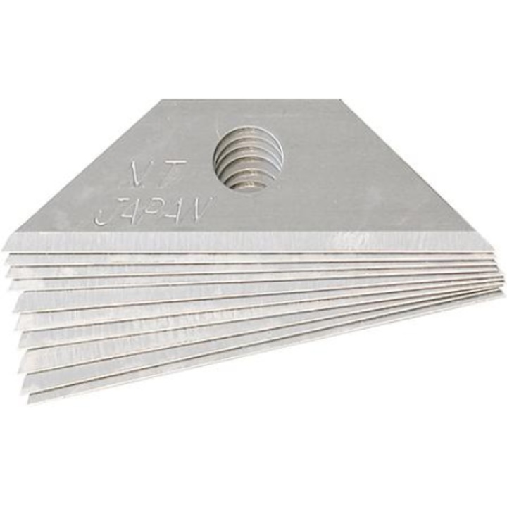 Set 10 lame pentru cutter, NT Cutter, argintiu, 37x12,5x0.6mm