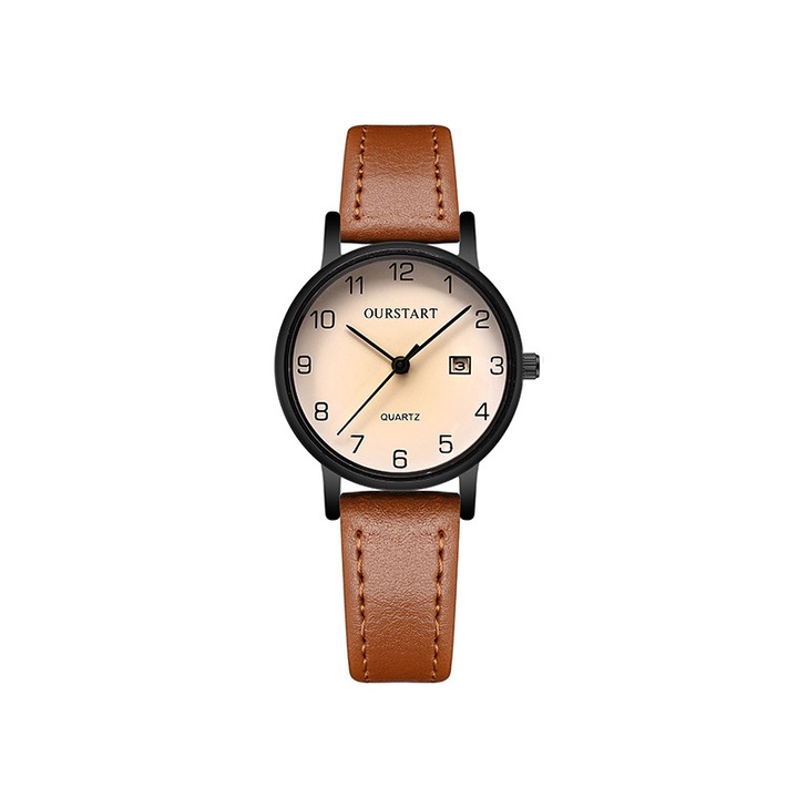 Ceas de dama, Piele ecologica, 30 mm, Maro